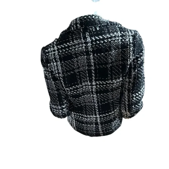 ❄️ 50% off winter Elie Tahari black classic tweed shoulder pad blazer 6 NEW - Picture 4 of 7